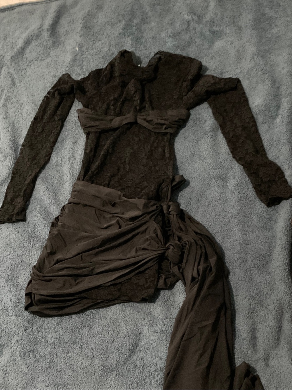 Lioness Black Lace Long Sleeve Draped Bodycon Dress